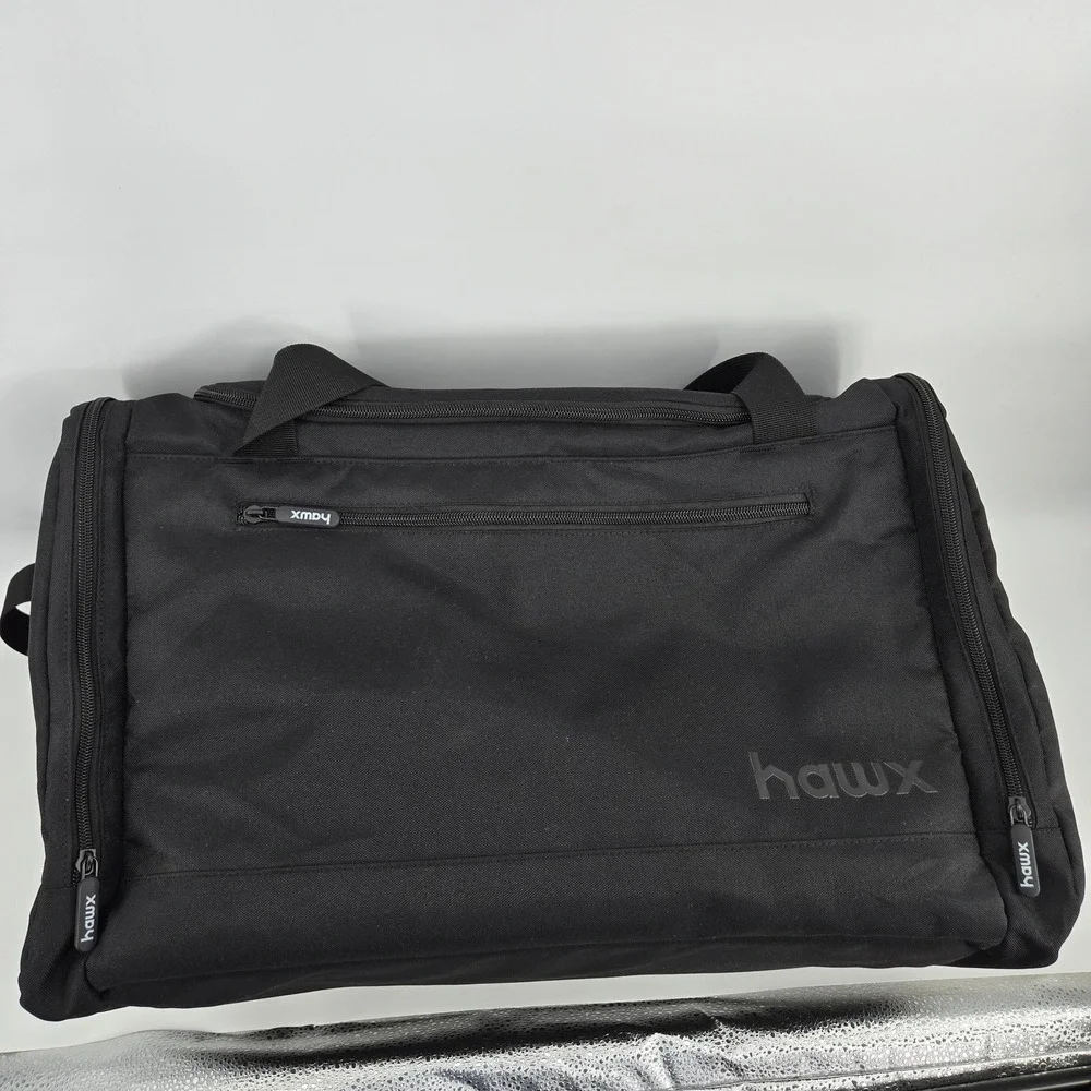 Hawx Black 20in Duffle Bag Adjustable Straps Polyester‎ Travel Gym Weekender